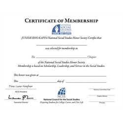 Jr. Rho Kappa Induction Certificates
